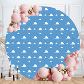Aperturee - Round Simple Blue And White Cloud Birthday Backdrop